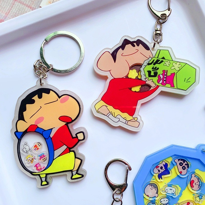 Crayon Shin-chan Keychain Kawaii Anime Cute Cartoon Acrylic Keychain ...