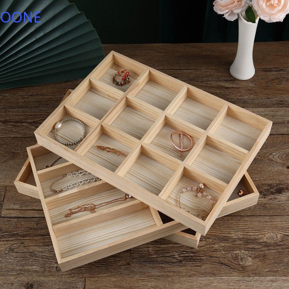 OONE Jewelry Display Tray, Vintage Solid Wood Necklace Storage Box ...