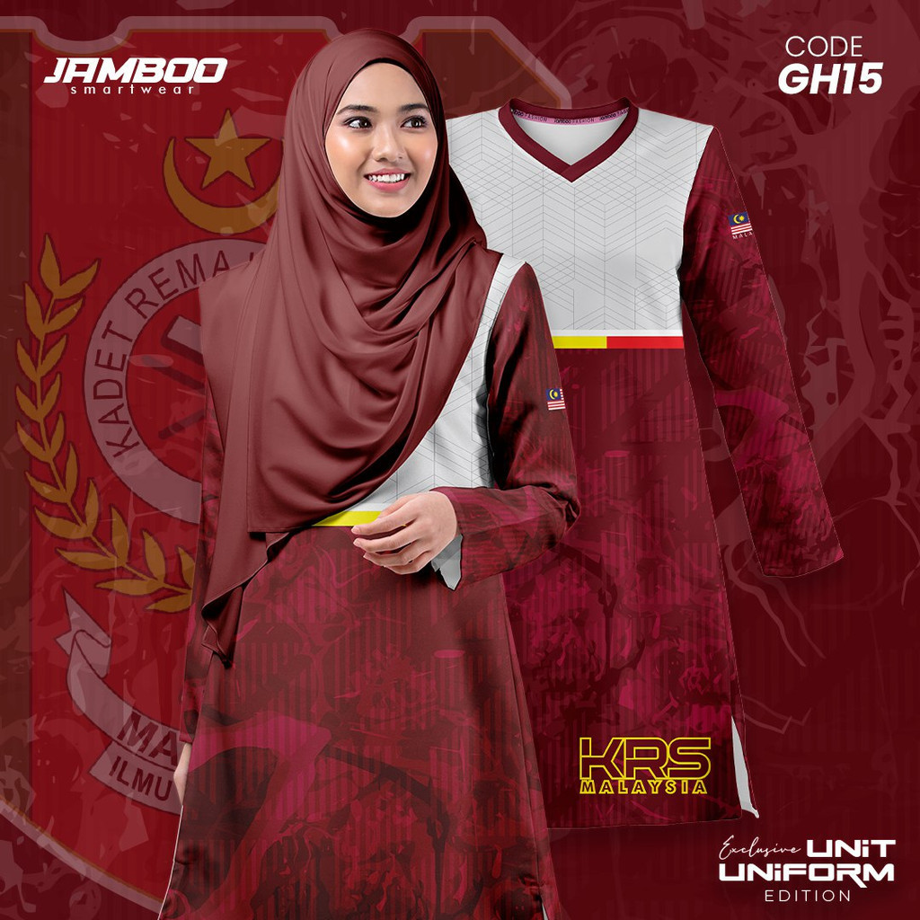 Muslimah KRS Malaysia Baju Raya 2024 virus red sublimation printed ...