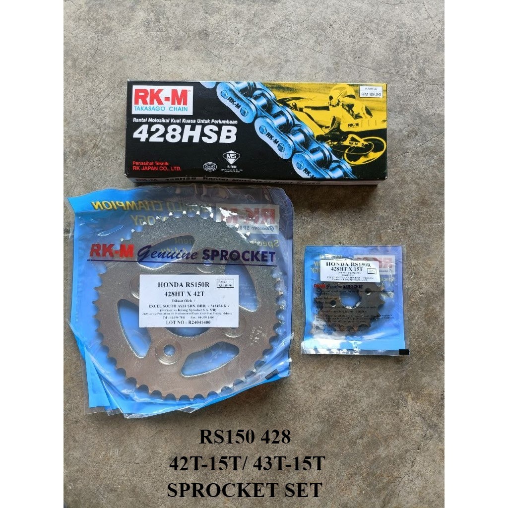HONDA RS150R RS150 428 STANDARD RKM CHAIN SET REAR 42T 43T FRONT ...