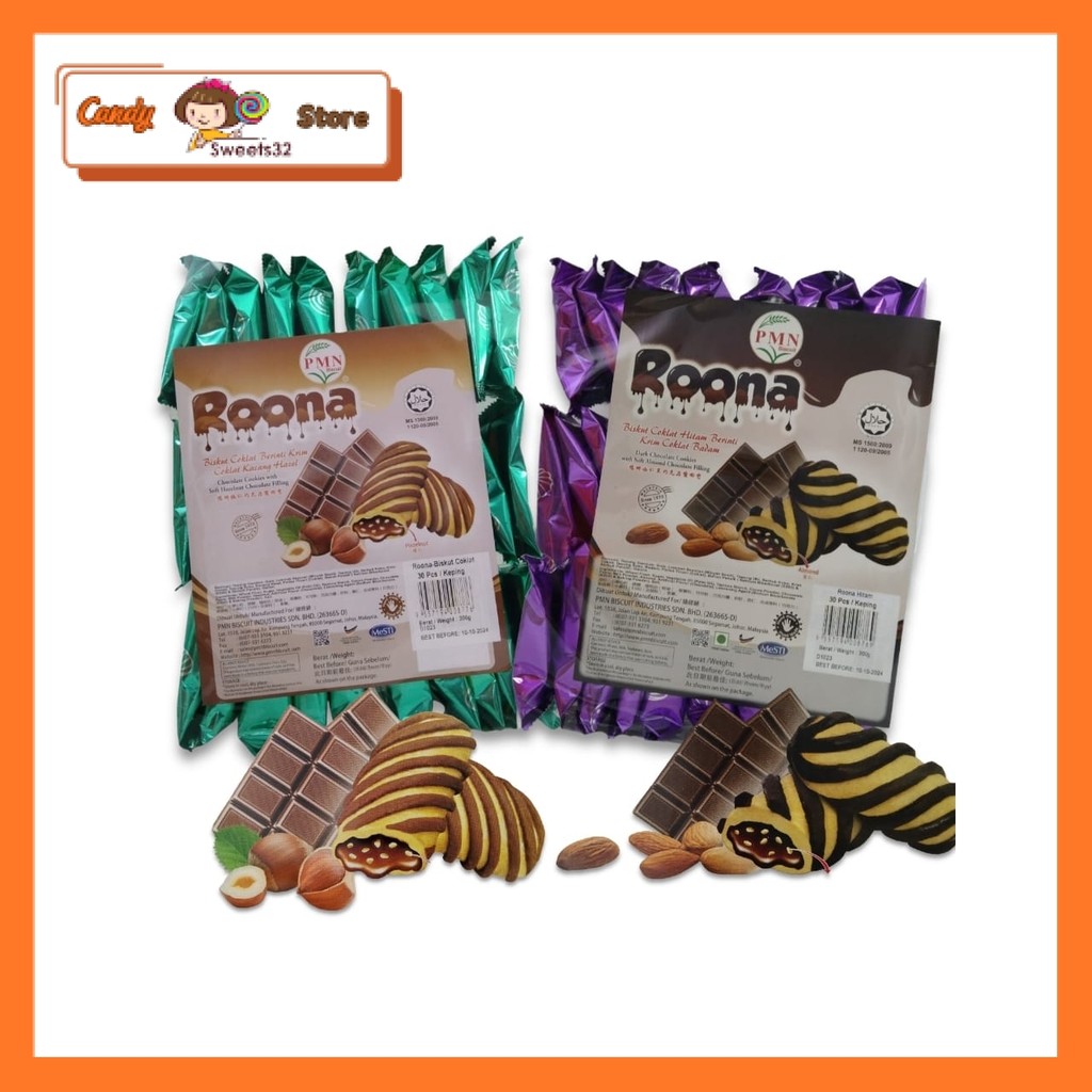 30pcs Roona Cookies Chocolate with Soft Hazelnut / Dark Chocolate with ...