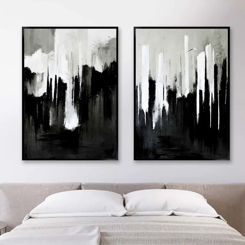 Black and White Abstract Wall Art Posters Prints Modern Nordic Canvas ...