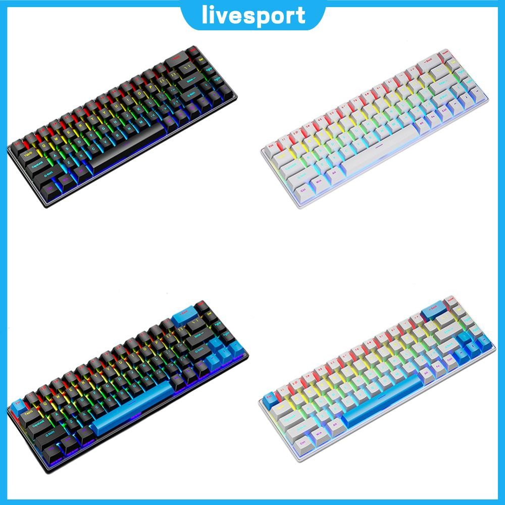 Wired Mechanical Gaming Keyboard 68 Keys Computer Keyboard RGB Hot ...