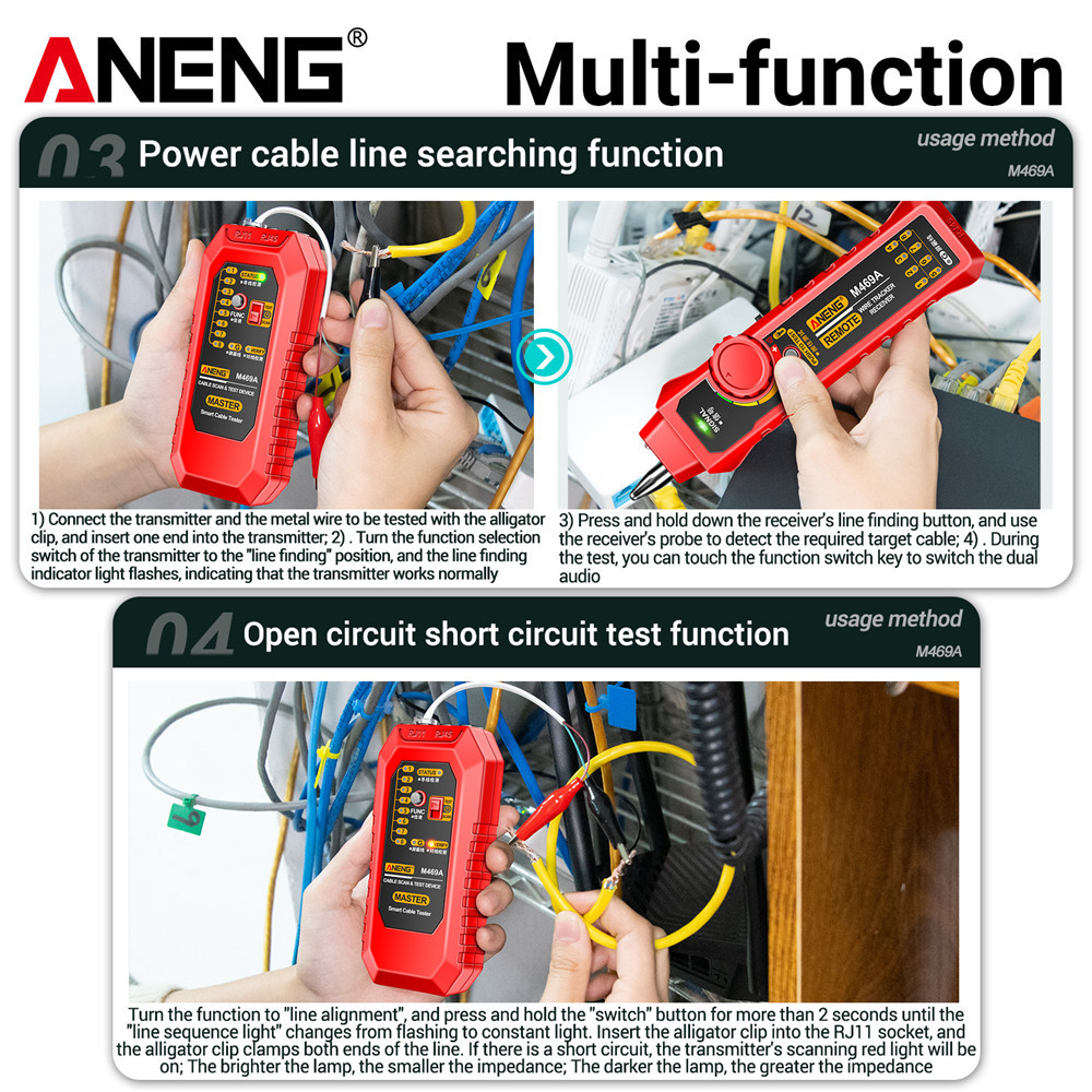 M469A Measure Cables Tool Smart Cable Finder Multi-function (Red ...