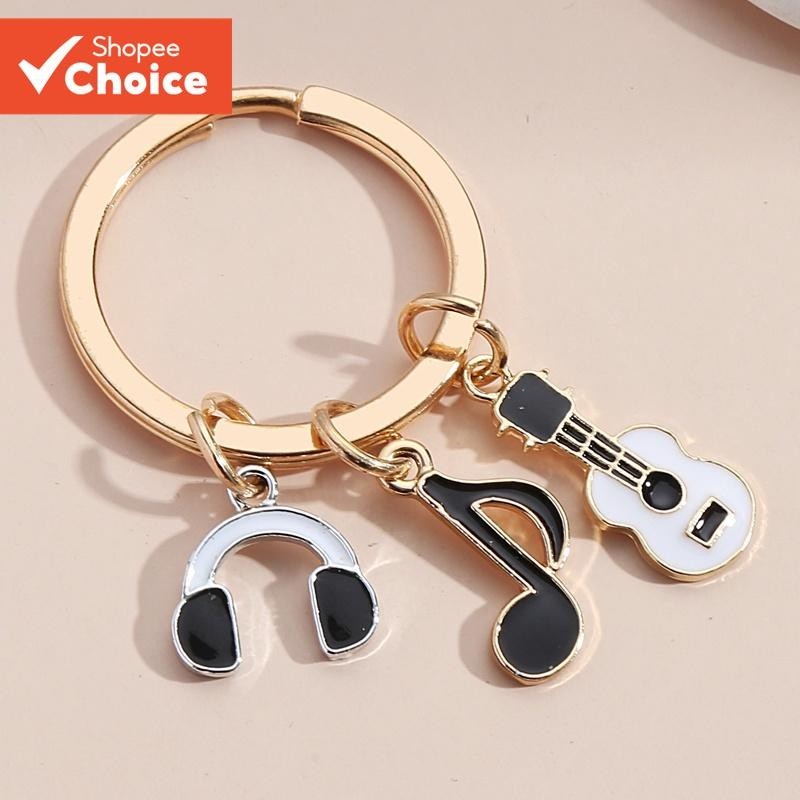 Music Keychain Guitar Music Note Headphone Keyring Singer Keychain ...