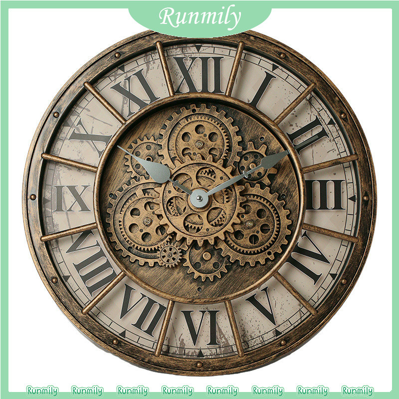 Retro Industrial Style Gear Wall Clock Modern Living Dining Room Quartz ...