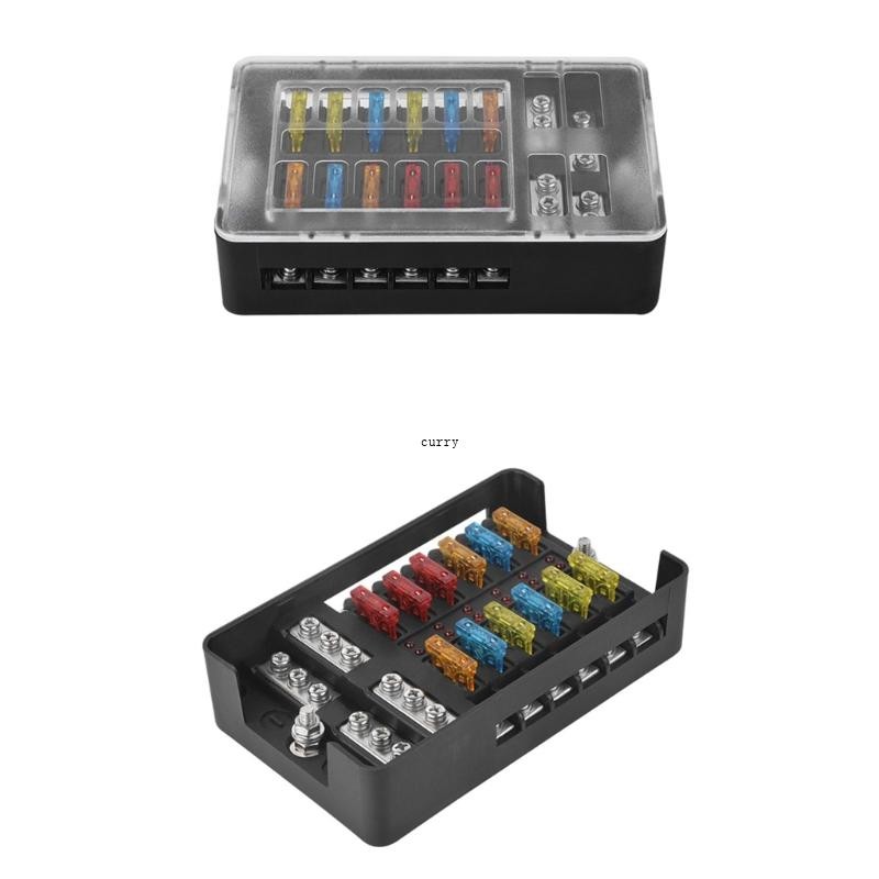 CUY Universal 6 Way 12 Way Fuses Box ABS Fuses Holder with Clear Cover ...