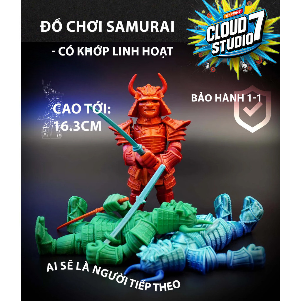 Samurai Flexi model toy with flexible joints, 3D printed model | Shopee ...