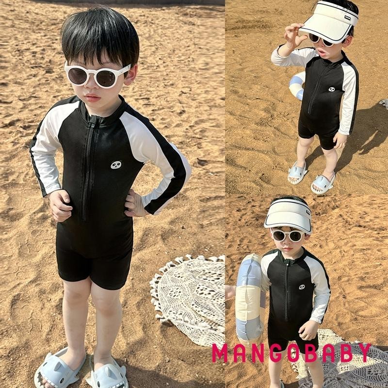 MANGO-Kids Boys Rash Guard Swimsuit Playsuits Panda Pattern Patchwork ...