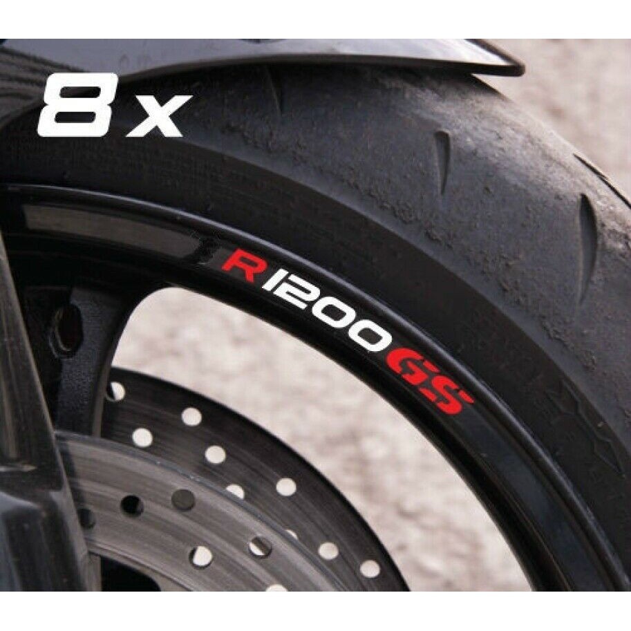 8 X R1200 GS Motorcycle Wheel Decals Rim Stickers Laminated Set For BMW ...