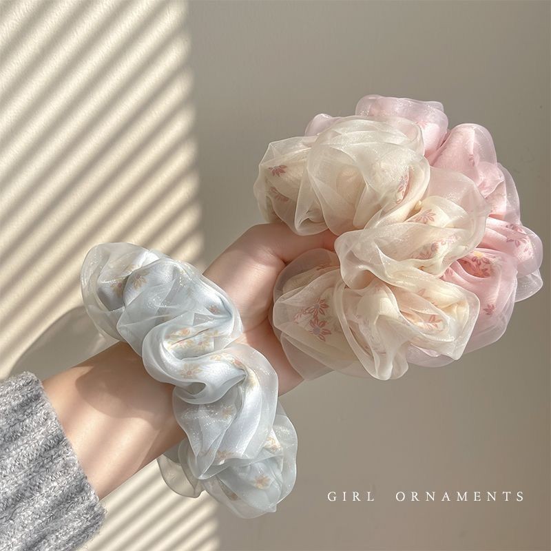 Double mesh gentle flower hair rope super fairy hair band girl ponytail ...