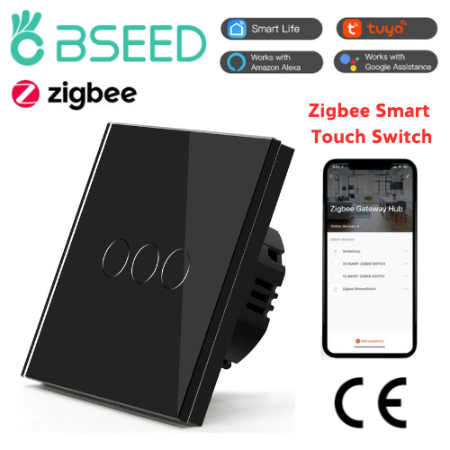 BSEED 3Gang 1Way Zigbee Light Touch Switches Wireless Smart Switch Wifi