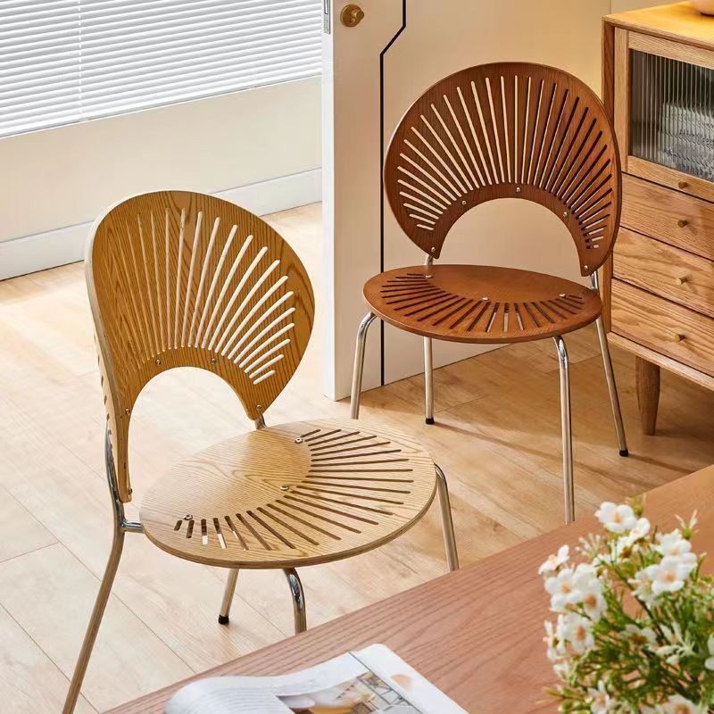 Nordic solid wood shell chair dining chair/French retro medieval simple ...