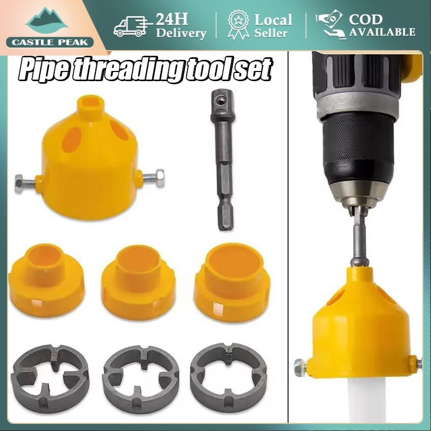 Manual Pipe Thread Making Tool & Drill - Complete Kit 6Pcs 1/2-1 ...