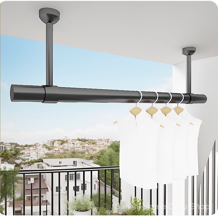 Black Painted Clothes Drying Rod Stainless Steel Fixed Clothes Rack ...