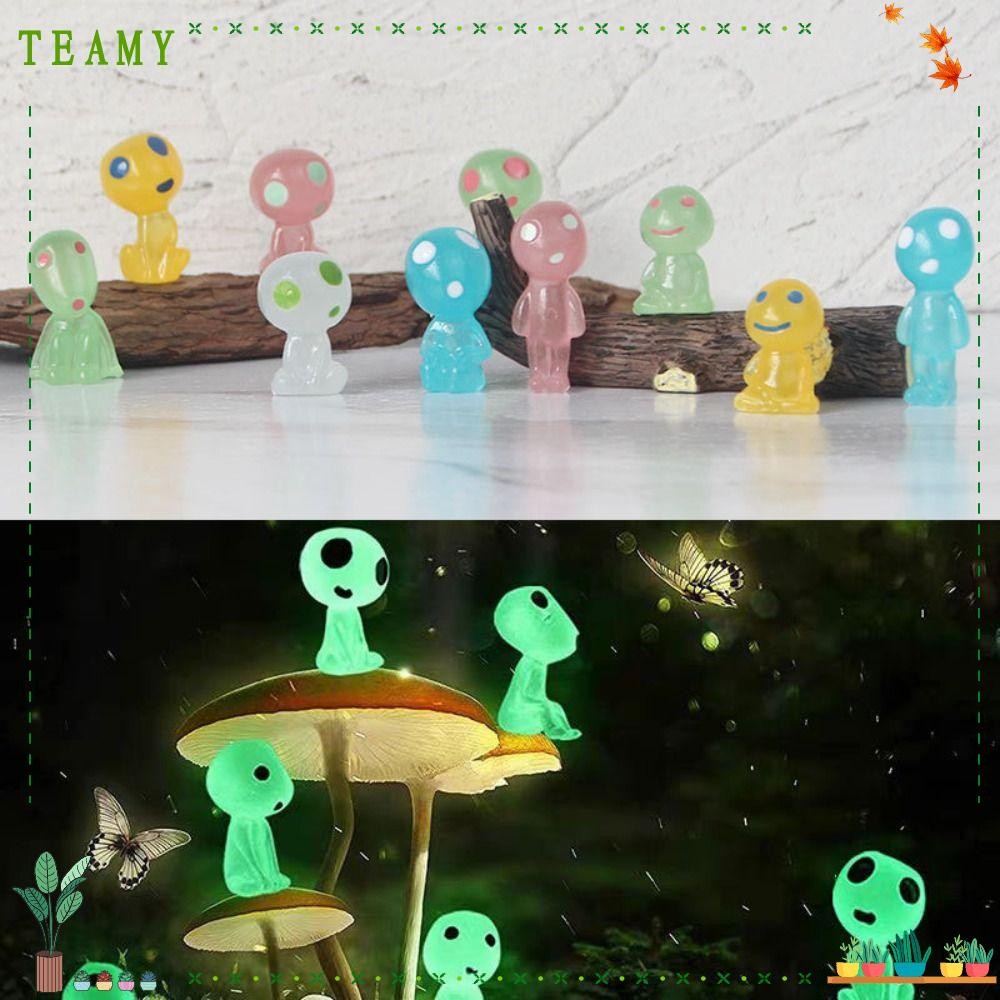 TEAMY 10PCS Alien Glowing Figurine, Mini Garden Decoration Luminous ...