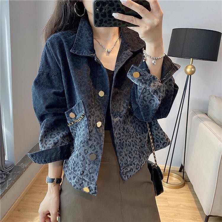 Spring Leopard Print Denim Jacket - New Style | Shopee Malaysia