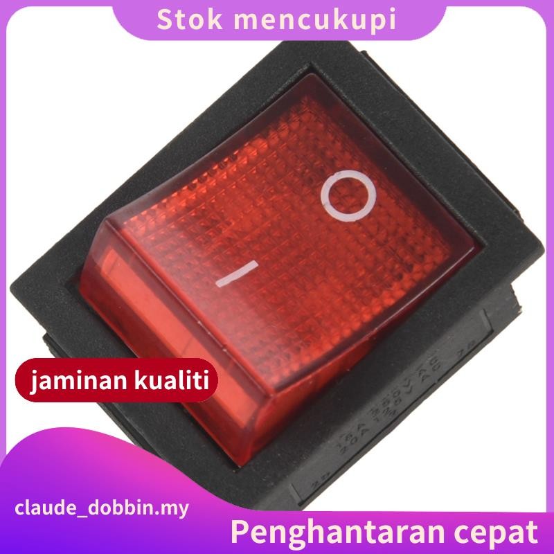 Red Light 4 Pin DPST ON/OFF Snap in Rocker Switch 15A/250V 20A/125V AC ...