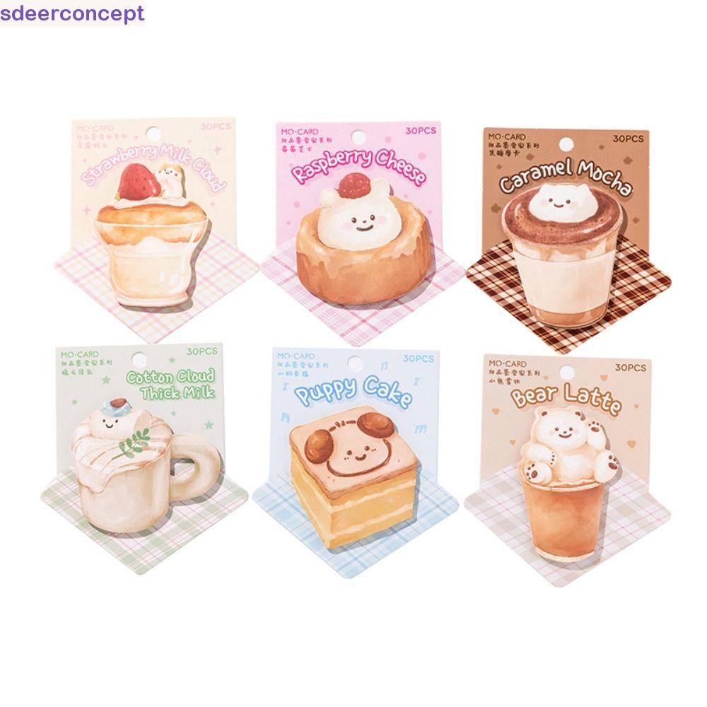 SDEERCONCEPT 30 Sheet/Pack Cake Gourmet Sticky Notes, Cute Cartoon ...