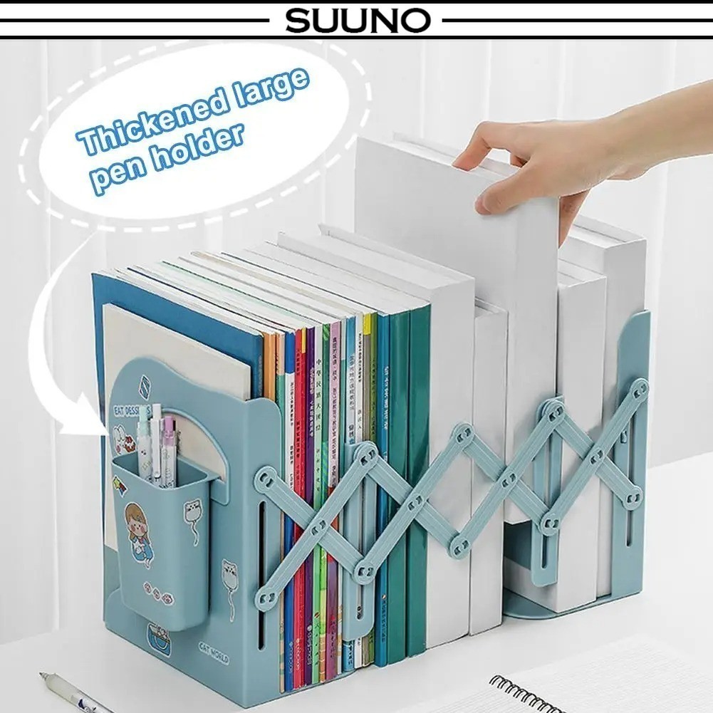 SUUNO Book Support Stand Retractable Bookends Shelves Set Adjustable ...