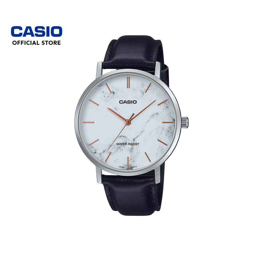 MTP-VD03L-1A Orologio Analogico A 3 Lancette Con Cinturino In Pelle Nera Standard Da Uomo
