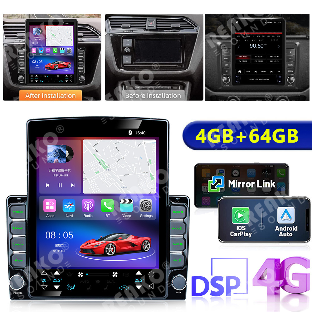 REAKOAUTO 9.7 inch Tesla style Carplay android auto Car Android 2 Din ...
