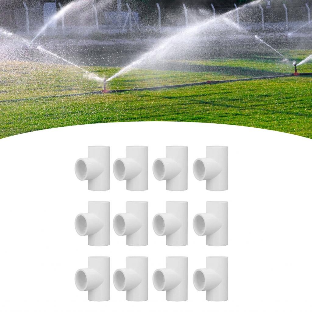 Yohooo 12Pcs PVC Tee Pipe Fittings Plastic Equal Diameter Joints