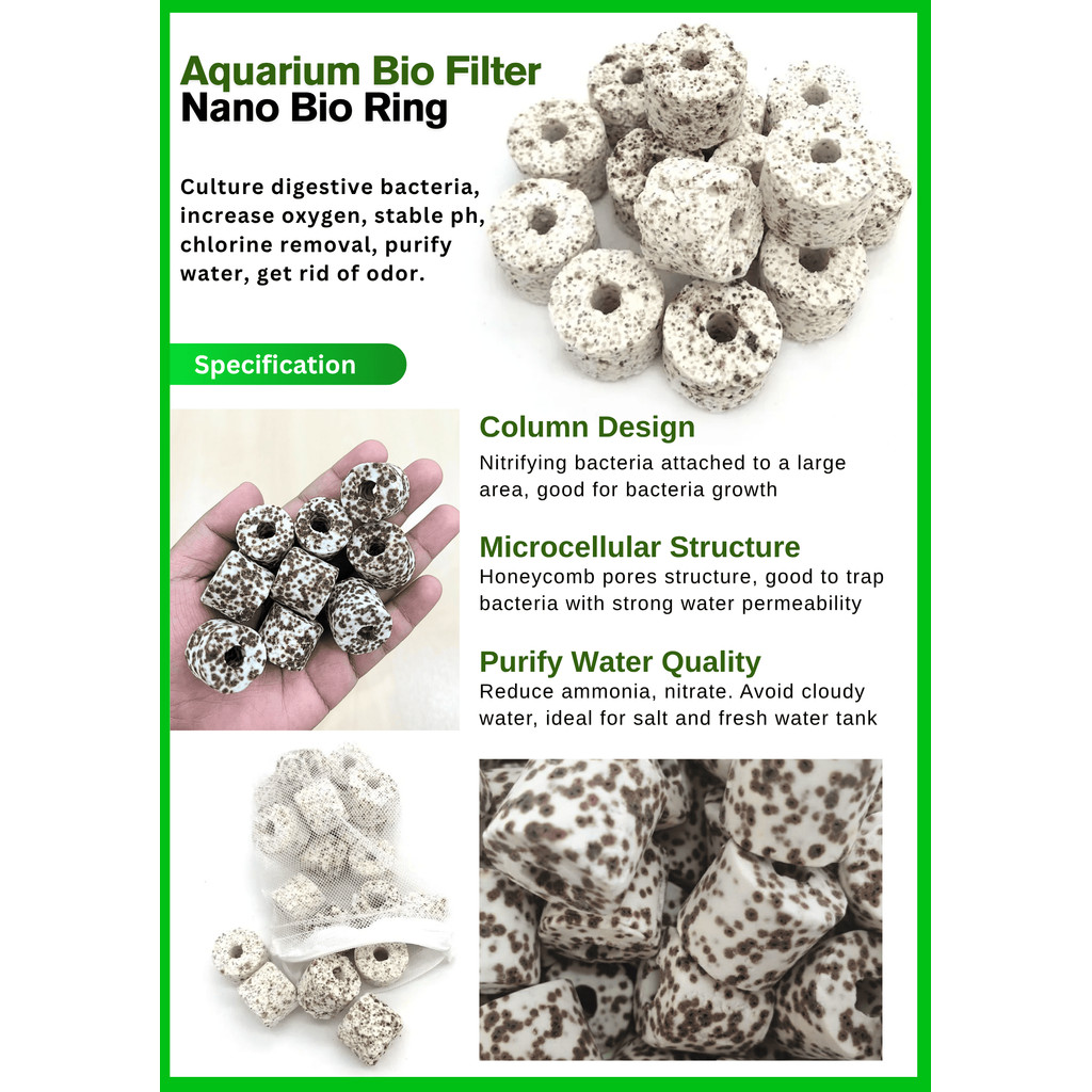 SLEN 2KG Aquarium Bio Ring Nano Ceramic Bio Ring Media Filter For ...
