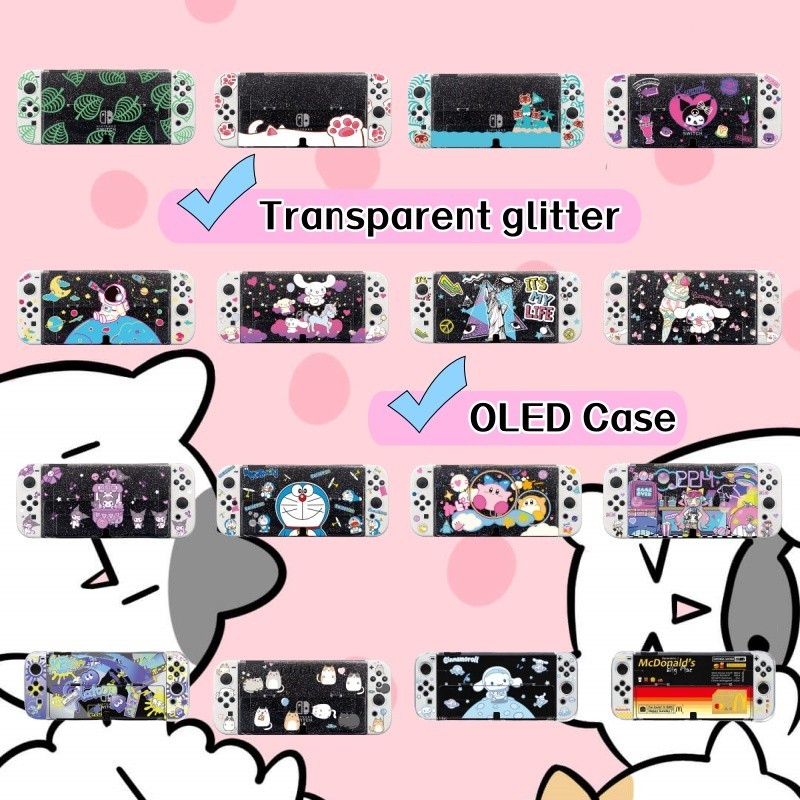 Nintendo Switch Transparent Glitter Case OLED Protective Case Kuromi ...
