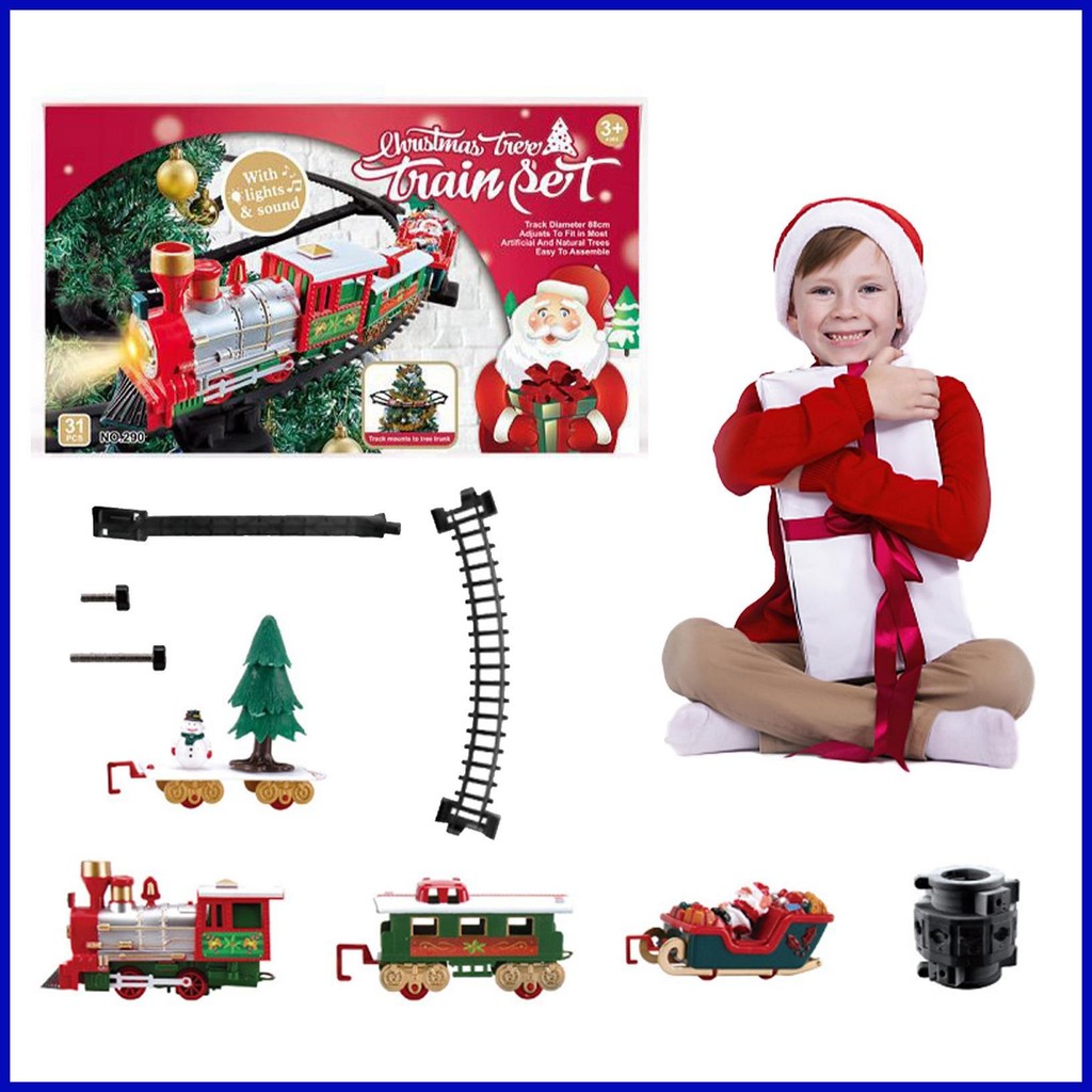Christmas Kids Train Set Animated Train Around The Tree Locomotive ...