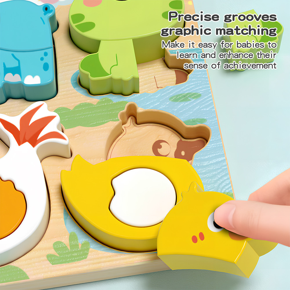 Bevavar Teka-Teki Kayu 3D 4 In 1 Animal Wooden Puzzle Thick Block ...