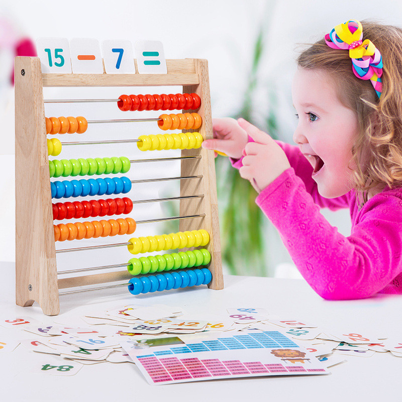 Wooden Abacus Counting Toy Addition Subtraction Math Calculation ...