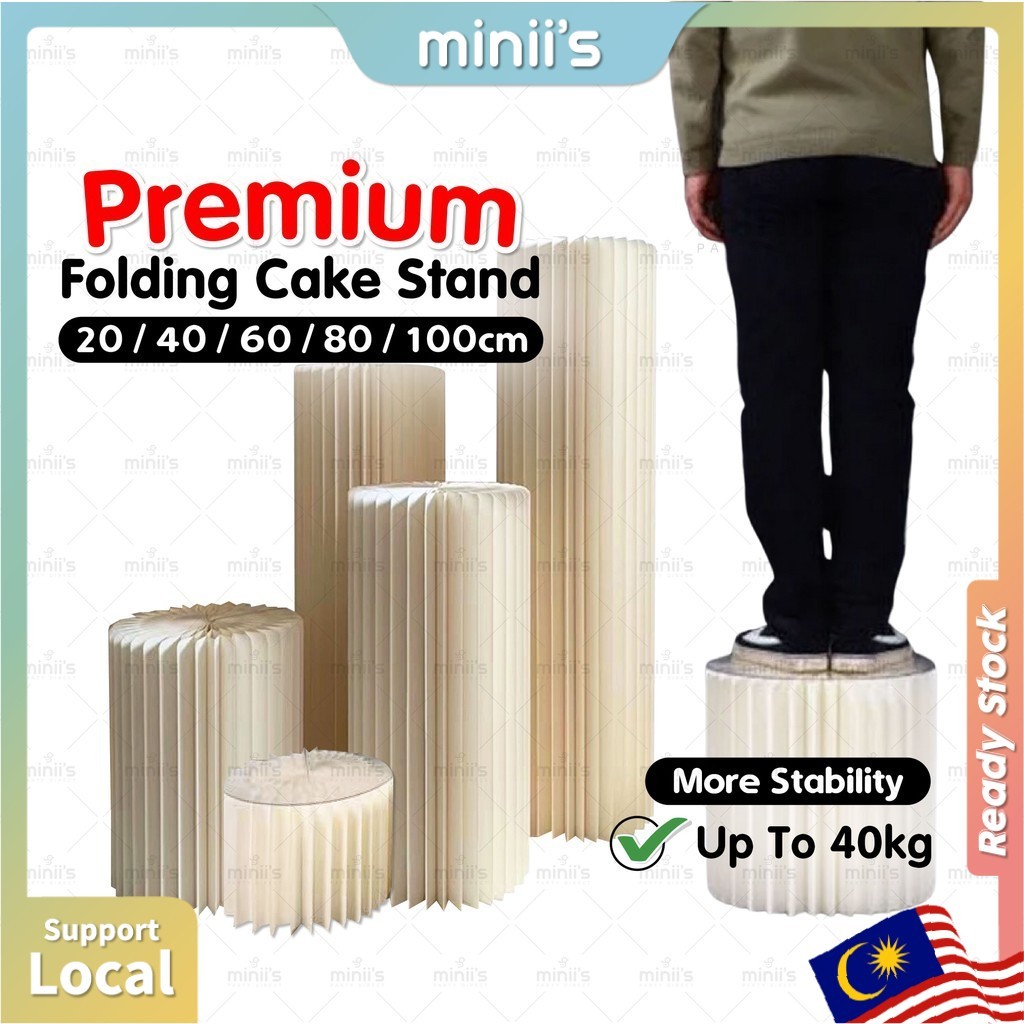 MINIIS PARTY Premium Folding Cake Stand Round Paper Cylinder Stand Meja ...