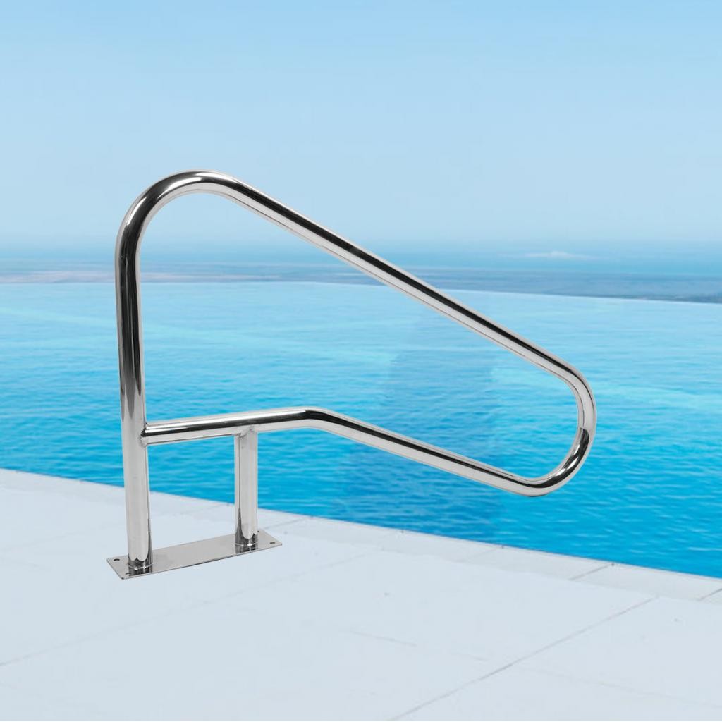 DOEL 304 Stainless Steel Pool Handrail - 48x30 Inch, Rustproof & Easy Mount For In-Ground Swimming Pools