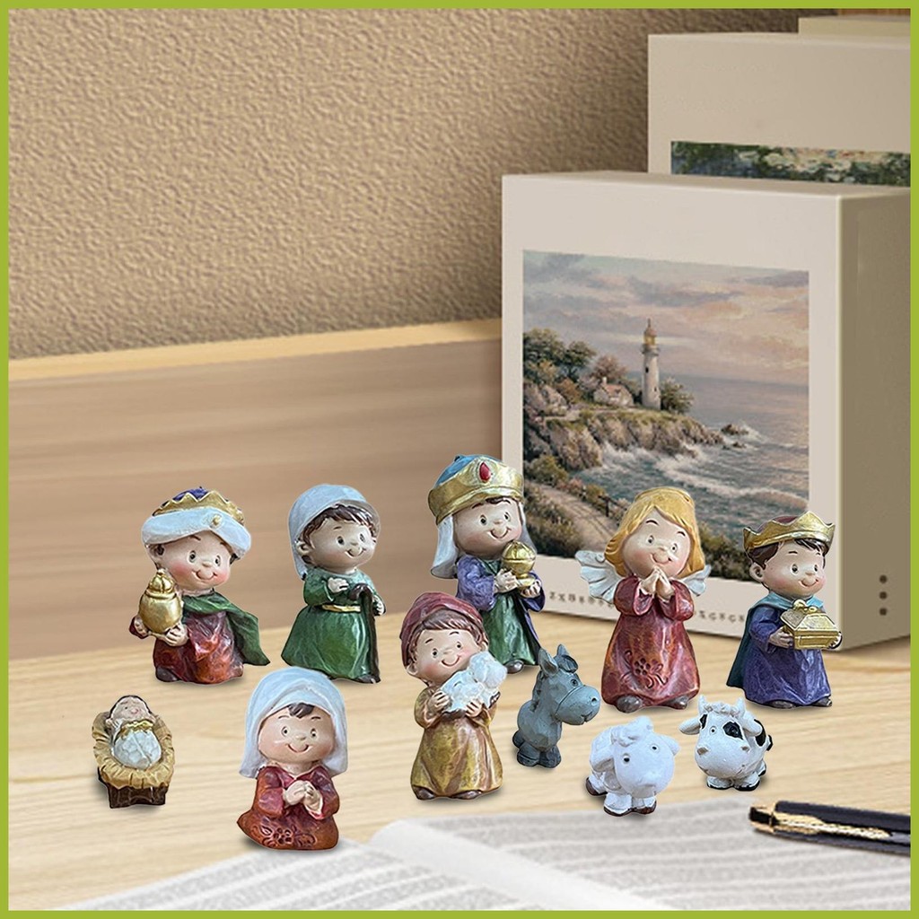 Holy Family Nativity Set Tabletop Scenes Display Set Of 11 Hand-Painted ...