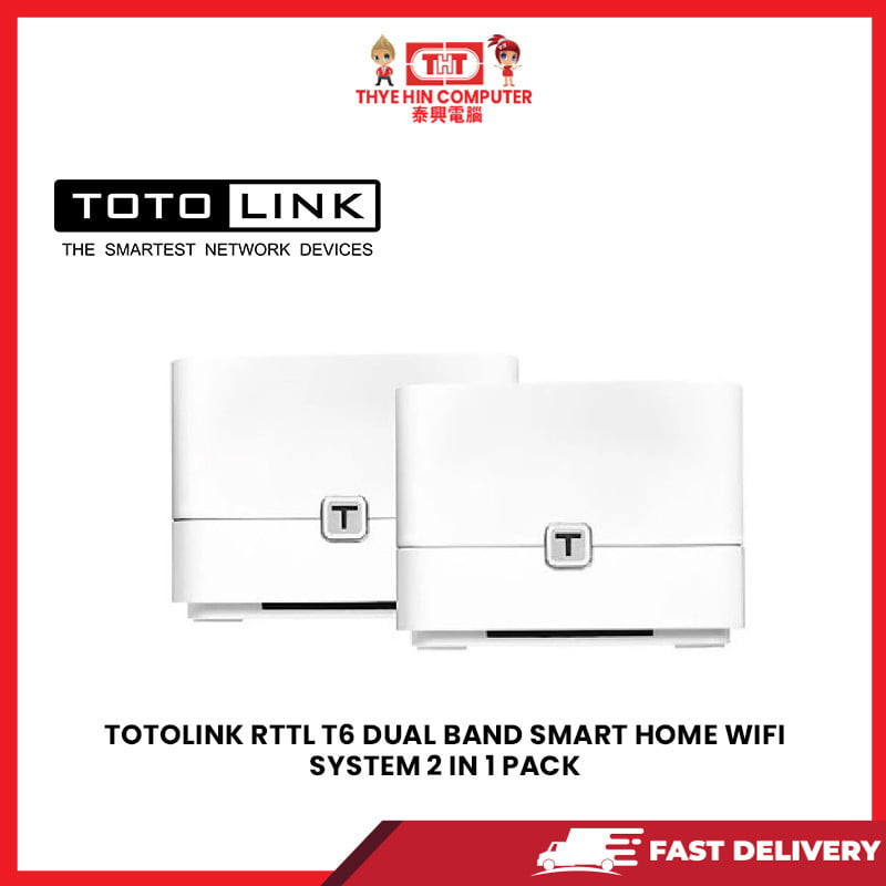 TOTO-LINK RTTLT6 DUAL BAND SMART HOME WIFI SYSTEM AC1200 2 IN 1 PACK ...