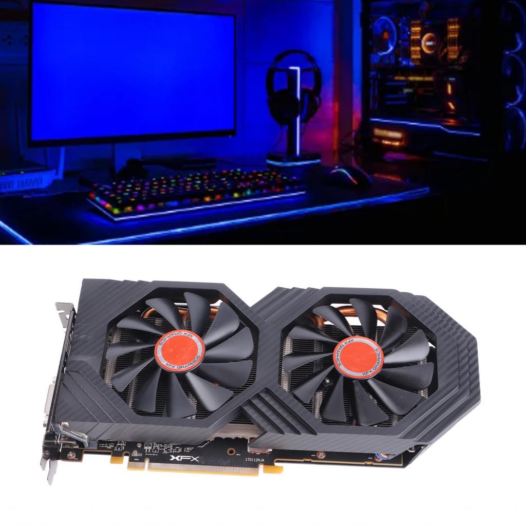 Henlai RX590 8GB Graphics Card Dual Fans Gaming 8Pin Power Supply HD ...