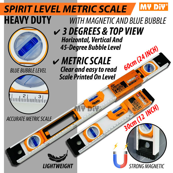 MYDIYHOMEDEPOT - 30CM OR 60CM HEAVY DUTY MAGNETIC SPIRIT LEVEL WITH ...