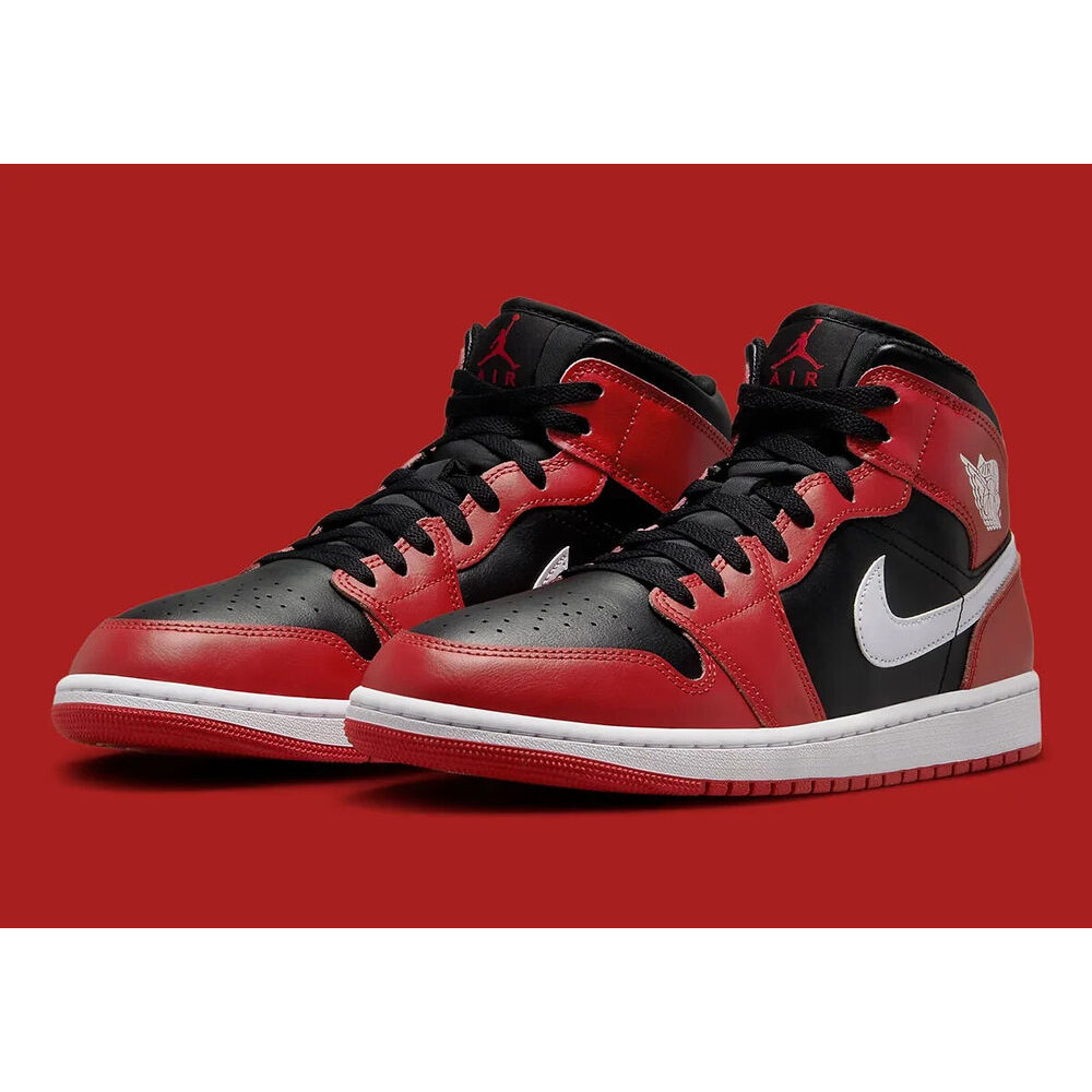 Jordan Mens 1 Mid Black/White-Gym Red (DQ8426 061) - 8.5