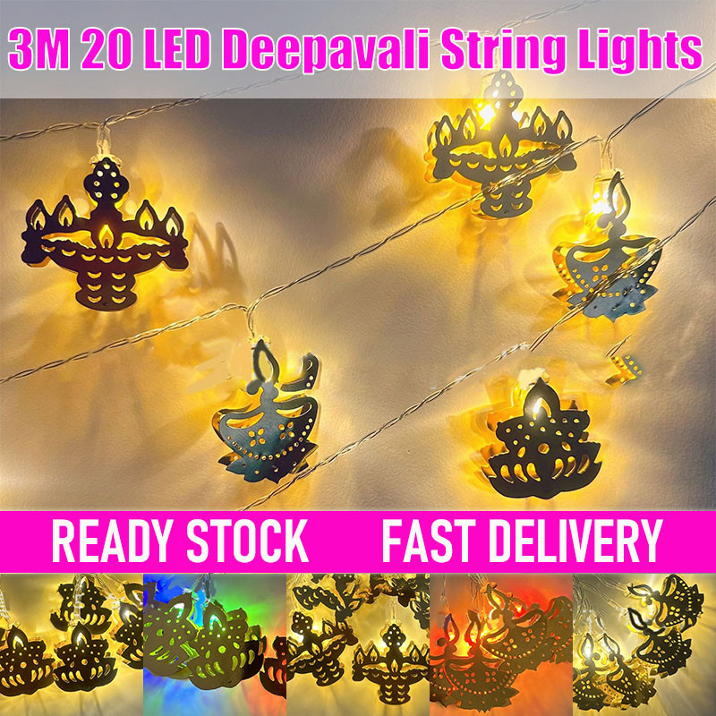 New Deepavali Decoration String Lights USB & Battery Diwali Gilded Iron ...