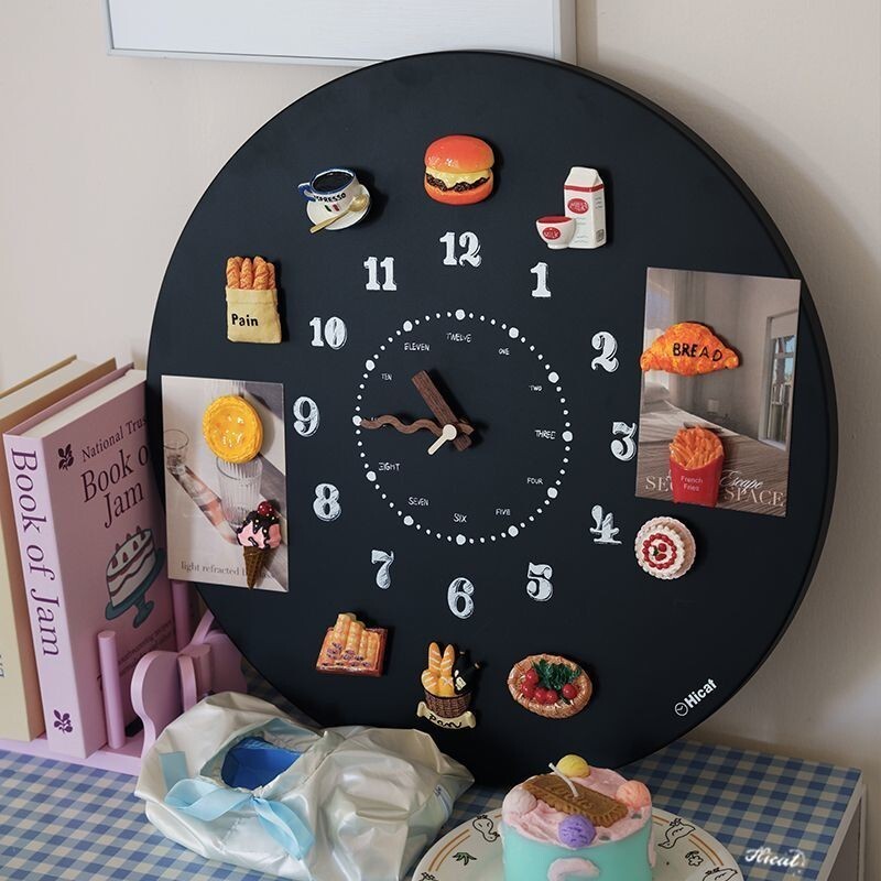 [2215People Collection]20Inch Blackboard Large Wall Clock DIY Magnetic ...
