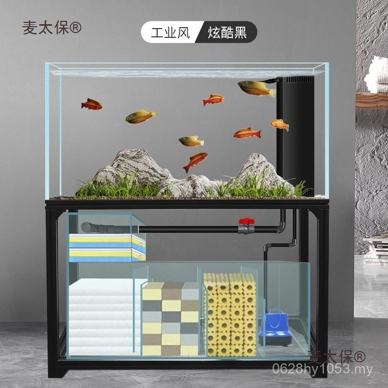 Overflow Glass Fish Tank Whole Set Ultra-White Filter Triple Bottom ...