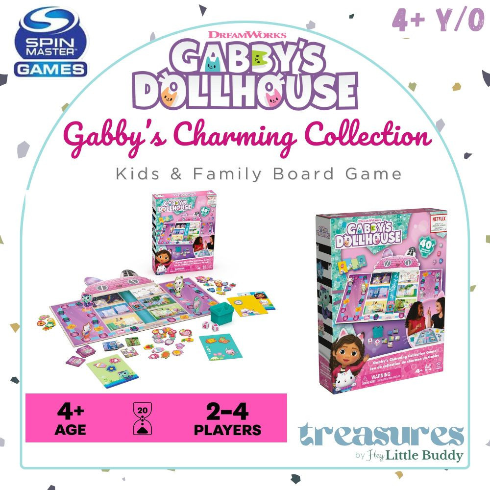 Spin Master Games Gabby’s Dollhouse Charming Collection Board Game Kids ...