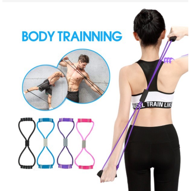 Draw rope home gym draw rope 8 type elastic belt pull muscle rope chest ...