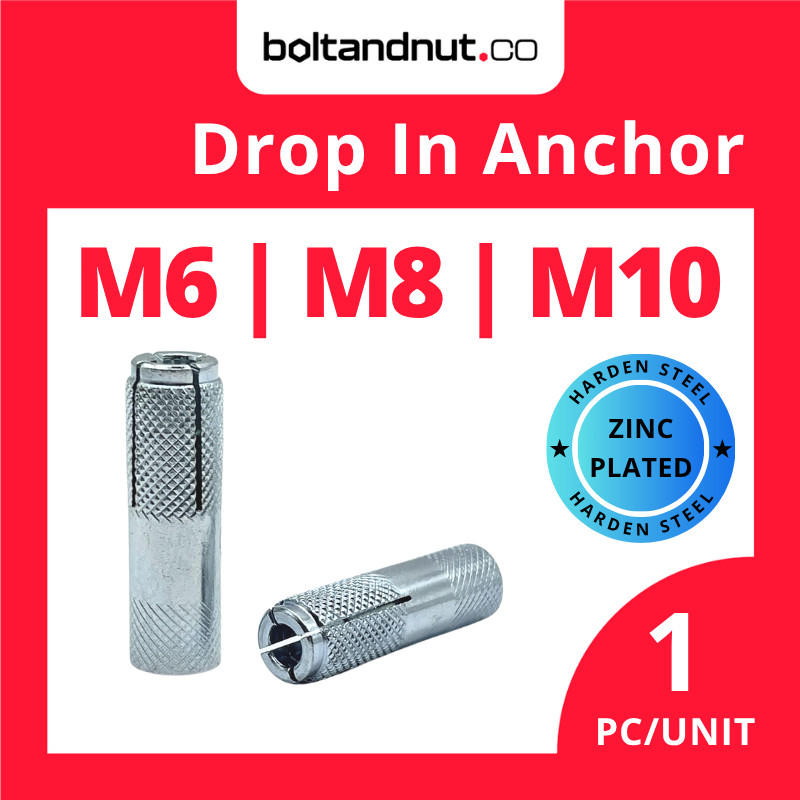 M6 M8 M10 Drop In Anchor | Zinc Plated | Metal Wall Plug Screw Inner ...