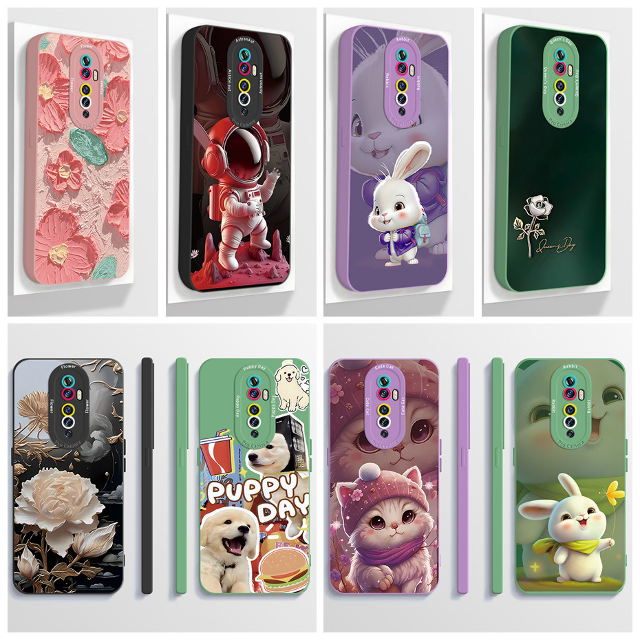 For OPPO Reno 2Z 2F Case Square Liquid Silicone Phone Case