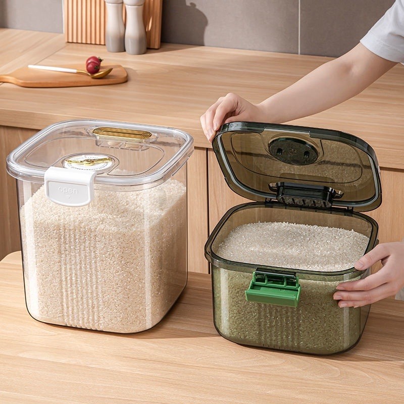 5kg/10kg Double Layer Transparent Rice Bucket Modern Rice Bucket ...