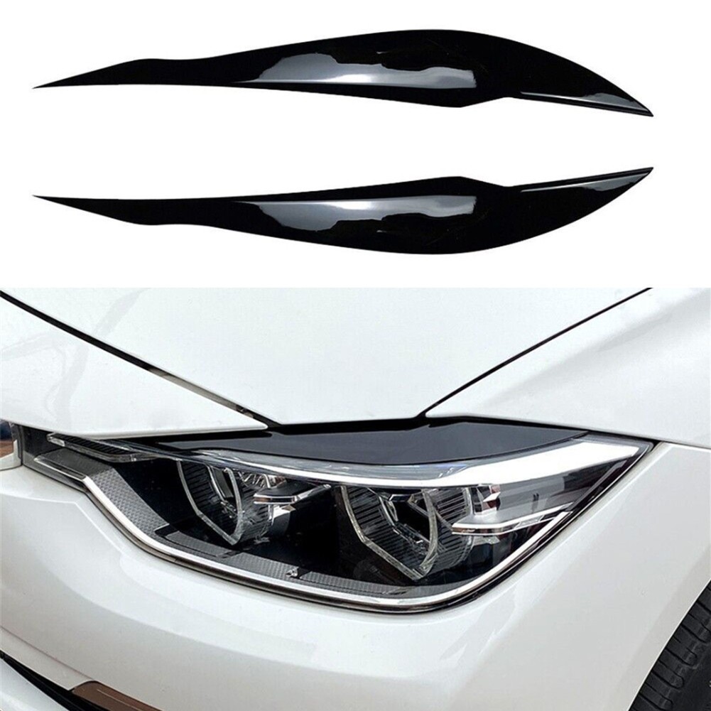 [BSL] 2Pcs F30 Headlight Cover Eyelid Gloss Black Eyebrow For BMW F30