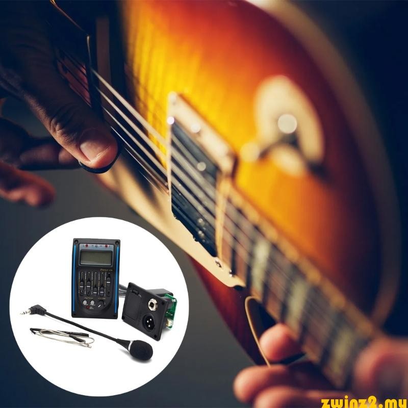 zwinz2 LC5 5 Band Acoustic Guitar Piezo Pickup Kit EQ Preamp LCD Tuner