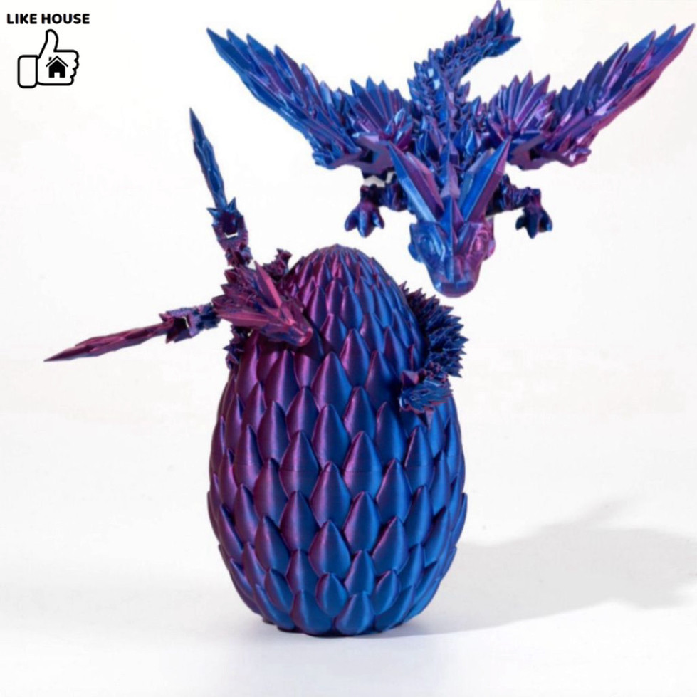 3D Printed Dragon Model with Multicolored Dragon Eggs Moving Joints ...